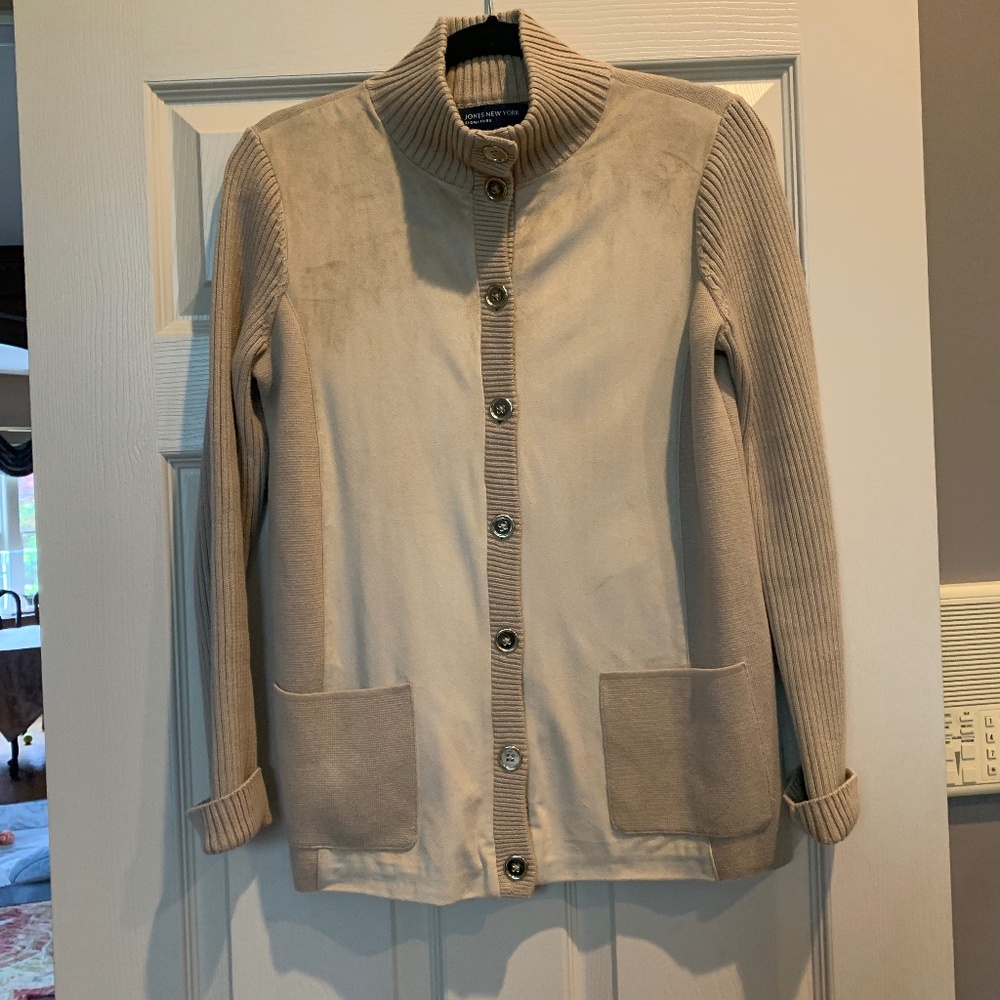 Jones New York Signature Tan Cardigan Sweater sz S